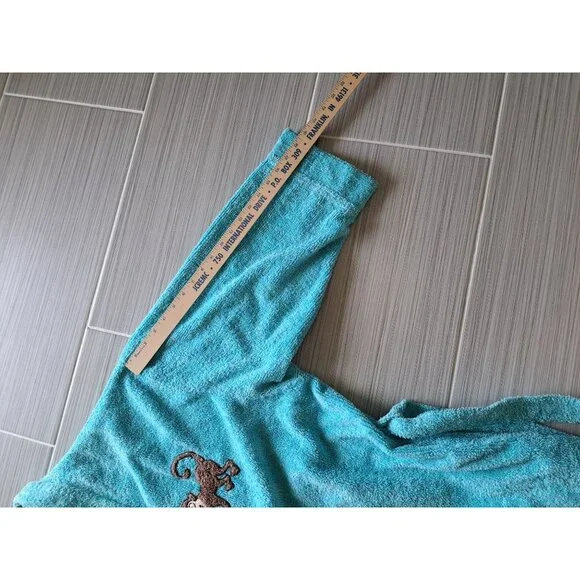 Bedtime Stories Turquoise Terry Cloth Robe Monkey Toucan Embroidery Women's 2X - Picture 10 of 11
